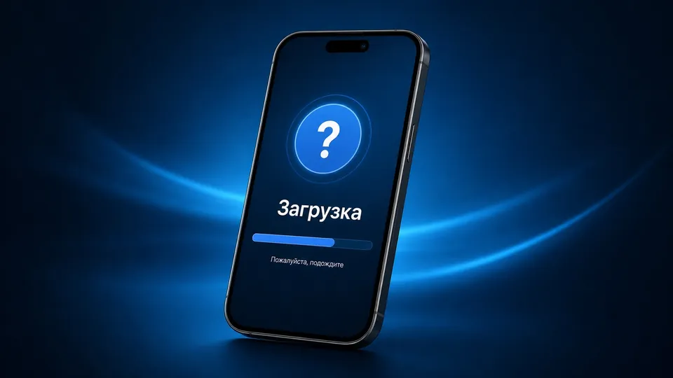 Экран загрузки клиента 1хБет со значком вопроса