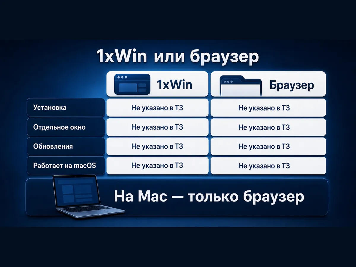 Сравнение программы 1хБет для Windows и веб-версии в браузере — таблица
