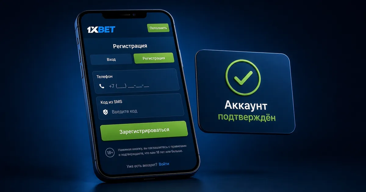 Анкета регистрации 1хБет на экране смартфона