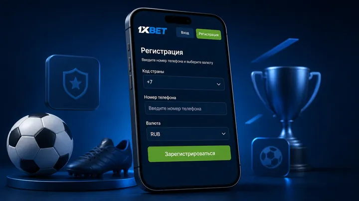 Поле для номера мобильного телефона в анкете 1хБет