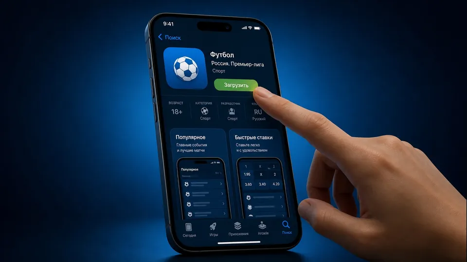 Кнопка «Загрузить» в карточке 1xBet в App Store на iPhone