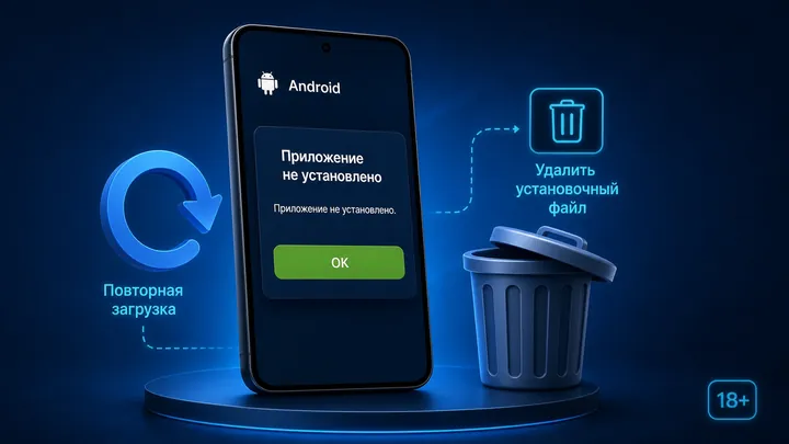 Ошибка «Приложение не установлено» при установке 1xBet на Android